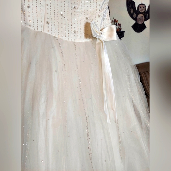 Beautiful Pearl Ivory Sequin Rhinestone Sweet 16 Dress Amazing Condition - Picture 6 of 9